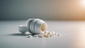 Modafinil vs Dependency Creating Energy Drugs, bright studio lighting, minimalist, clean background, soft light, premium, macro detail, wellness and beauty concept