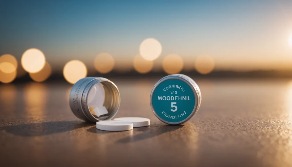 Modafinil vs Tedious Cognitive Enhancement Protocols, bright studio lighting, minimalist, clean background, soft light, premium, macro detail, wellness and beauty concept