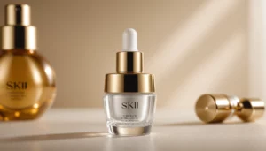 How Does Pure Beautyʼs Anti-Aging Serum Compare to Sk-IIʼs Pitera Essence?, bright studio lighting, minimalist, clean background, soft light, premium, macro detail, wellness and beauty concept
