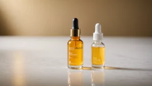How Does Pure Beautyʼs Natural Formula Compare to Cocokindʼs Vitamin C Serum?, bright studio lighting, minimalist, clean background, soft light, premium, macro detail, wellness and beauty concept
