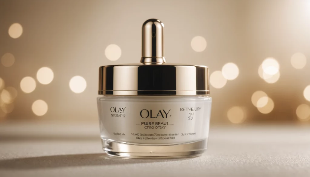 How Does Pure Beautyʼs Anti-Aging Compare to Olayʼs Retinol 24?, bright studio lighting, minimalist, clean background, soft light, premium, macro detail, wellness and beauty concept
