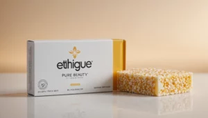 How Does Pure Beautyʼs Packaging Compare to Ethiqueʼs Beauty Bars?, bright studio lighting, minimalist, clean background, soft light, premium, macro detail, wellness and beauty concept