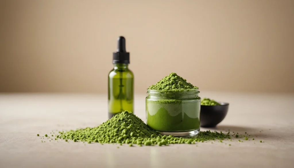 Is Pure Beauty More Hydrating Than Krave Beautyʼs Matcha Hemp Hydrator?, bright studio lighting, minimalist, clean background, soft light, premium, macro detail, wellness and beauty concept
